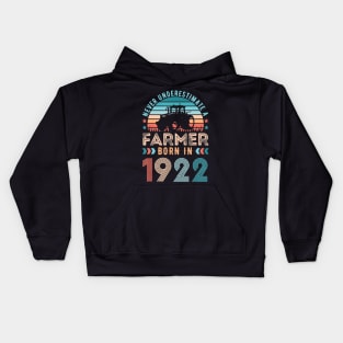 Farmer born in 1922 Farming Gift 100th Birthday Kids Hoodie